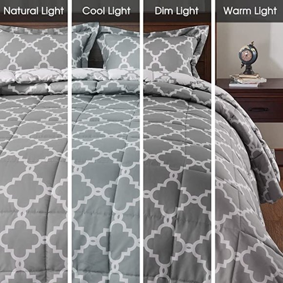 New King or Queen  Size Comforter Set -   Reversible Down Alternative - Picture 4 of 6